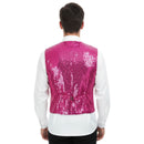 Mens Sequin Vest Waistcoat Disco Sparkle Costume Dance Party One Size - Pink