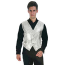 Mens Sequin Vest Waistcoat Disco Sparkle Costume Dance Party One Size - Silver