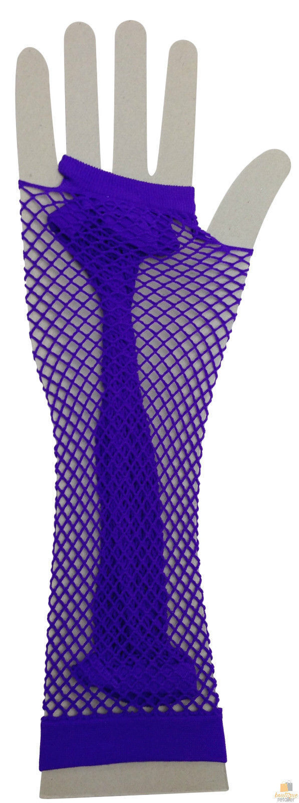 FISHNET GLOVES Fingerless Elbow Length 70s 80s Womens Costume Party Dance - Purple - One Size