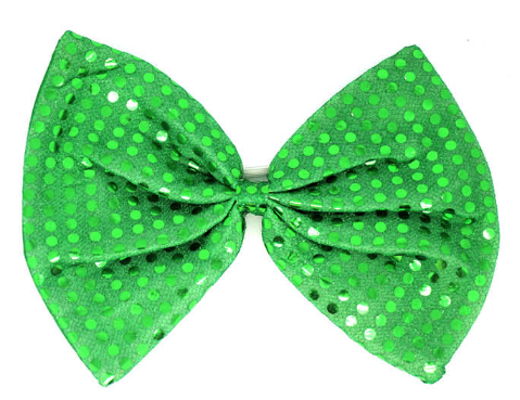 LARGE BOW TIE Sequin Polka Dots Bowtie Big King Size Party  Costume - Green