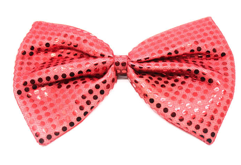 LARGE BOW TIE Sequin Polka Dots Bowtie Big King Size Party  Costume - Red
