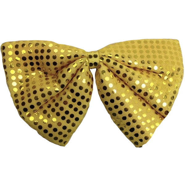 LARGE BOW TIE Sequin Polka Dots Bowtie Big King Size Party  Costume - Yellow