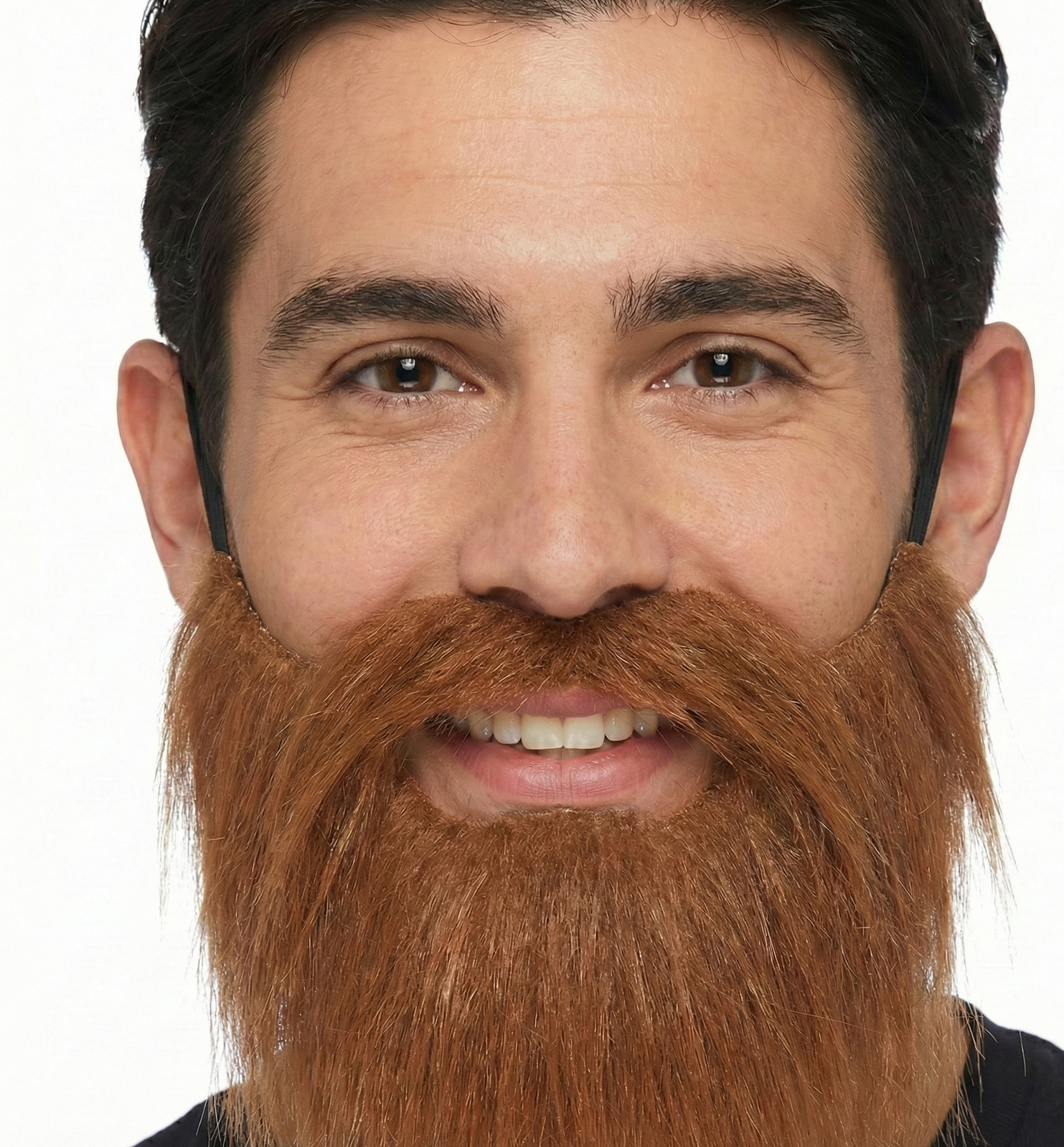 PARTY BEARD Moustache Costume Fancy Dress Mustache Halloween Fake Facial Hair - Brown