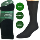 1 Pair DIABETIC BAMBOO Socks Work Socks Medical Loose Top Crew Cushion BLACK