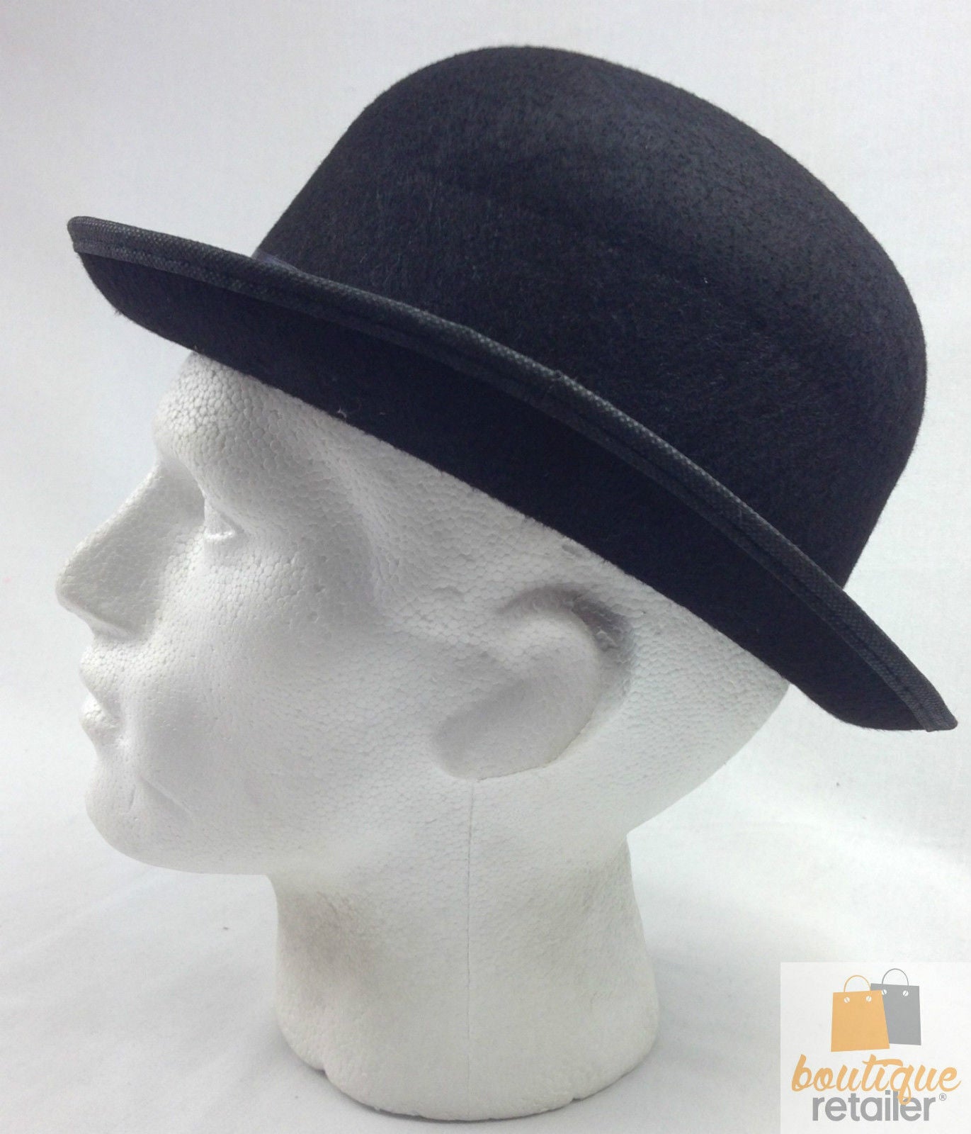 BOWLER HAT Party Vintage Costume Derby Felt Dance Halloween in Black