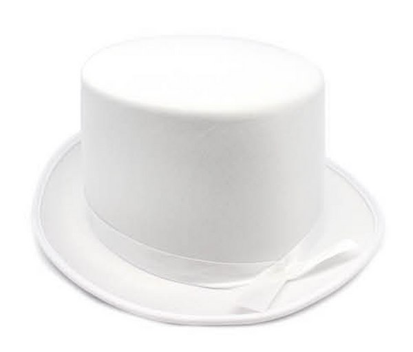 SATIN TOP HAT Costume Party Cap Fancy Dress Trilby Fedora One Size - White