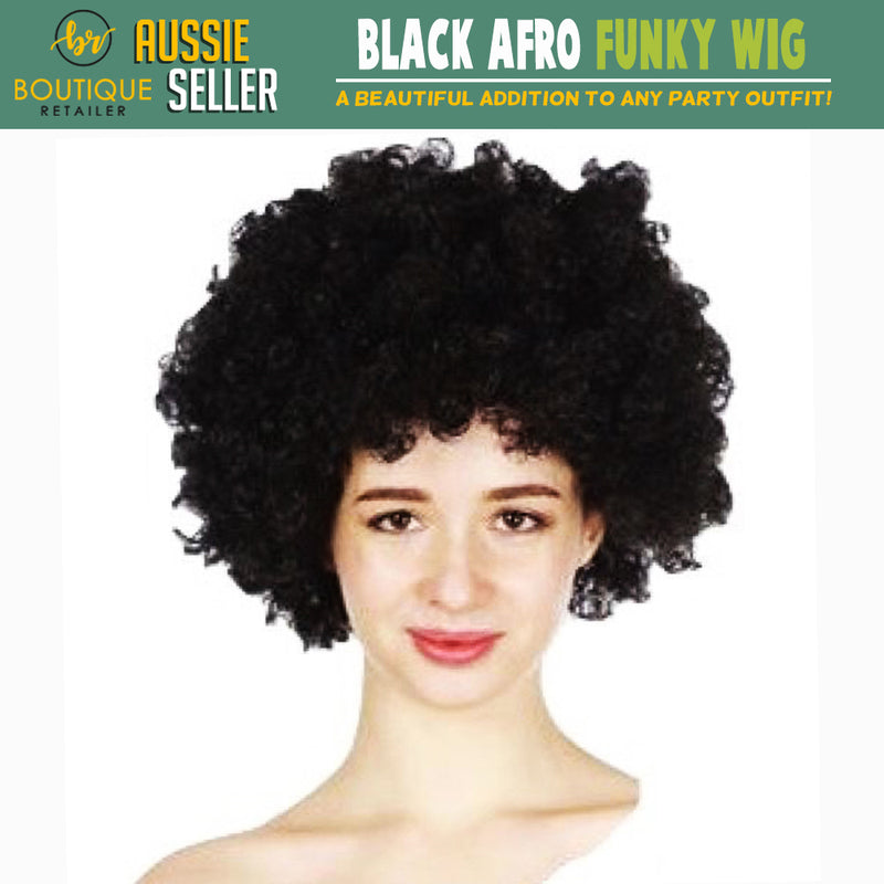 DELUXE JUMBO BLACK AFRO WIG Costume Party Fancy Curly Hair Disco Dress 70s 80s