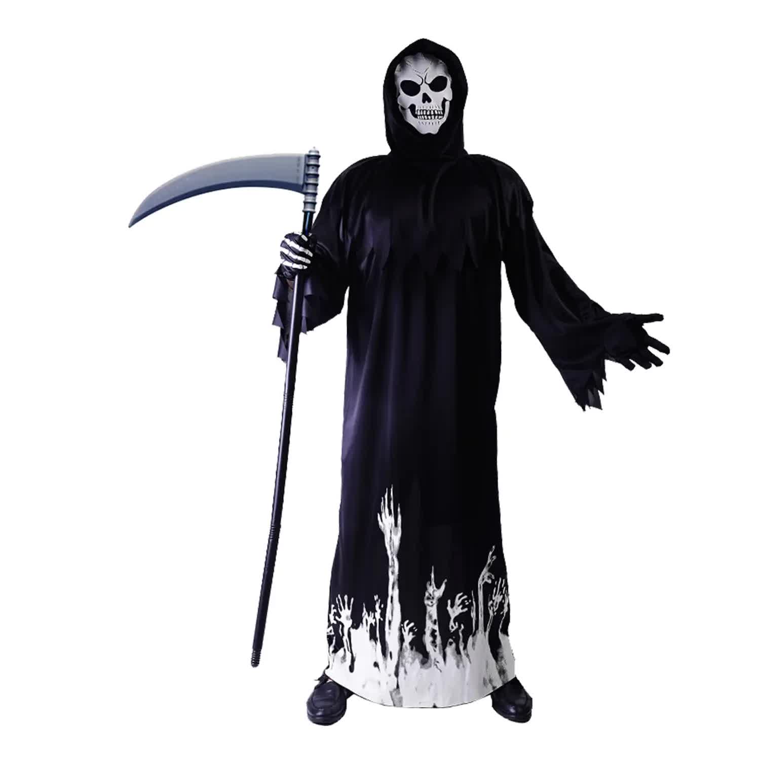Scary Adult Glow in the Dark Party Costume Skeleton Reaper Halloween