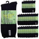 24 Pairs PREMIUM BAMBOO SOCKS Mens Heavy Duty Thick Work Socks Cushion BULK - Black
