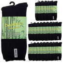 24 Pairs PREMIUM BAMBOO SOCKS Mens Heavy Duty Thick Work Socks Cushion BULK - Black