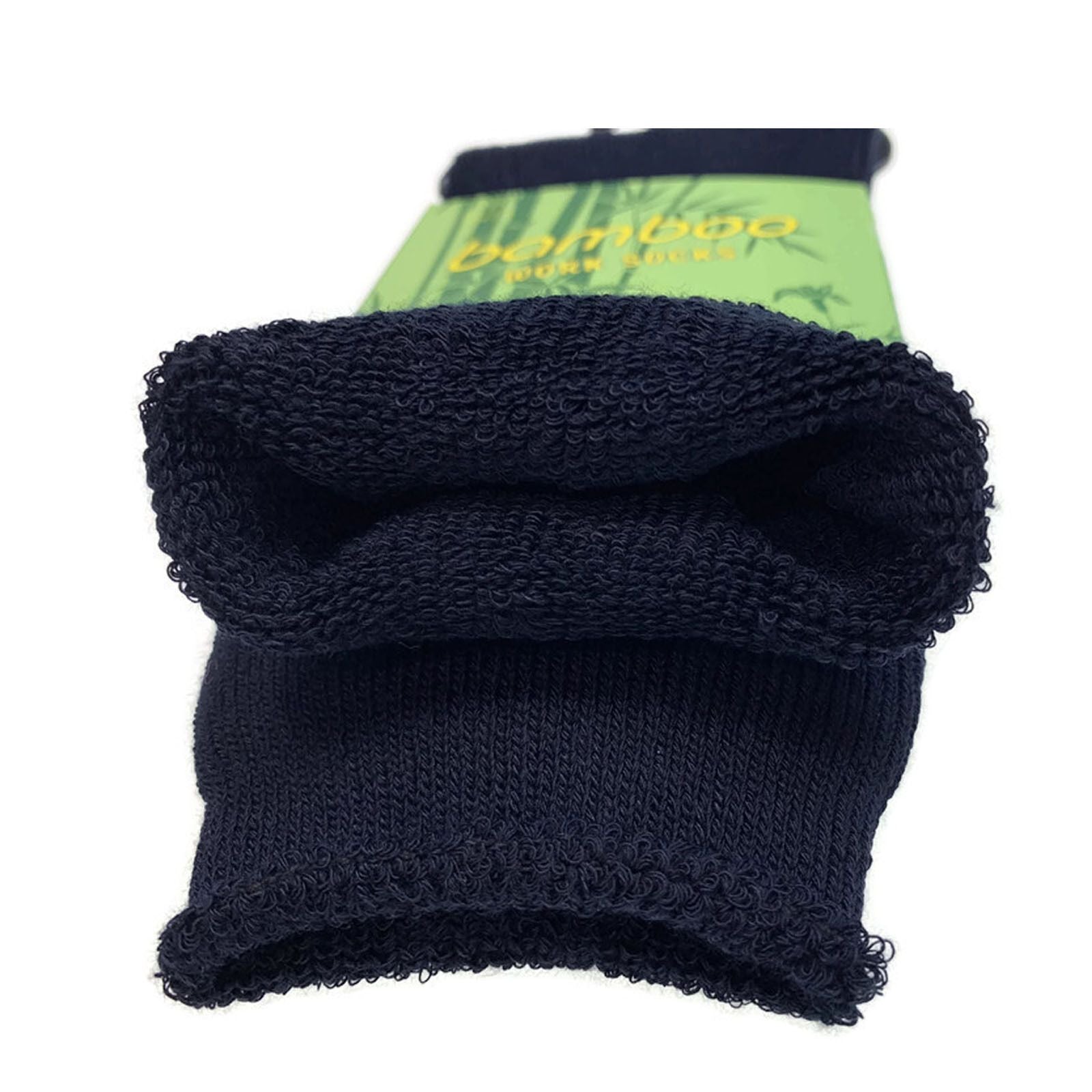 24 Pairs PREMIUM BAMBOO SOCKS Mens Heavy Duty Thick Work Socks Cushion BULK - Navy Blue