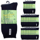 24 Pairs PREMIUM BAMBOO SOCKS Mens Heavy Duty Thick Work Socks Cushion BULK - Navy Blue