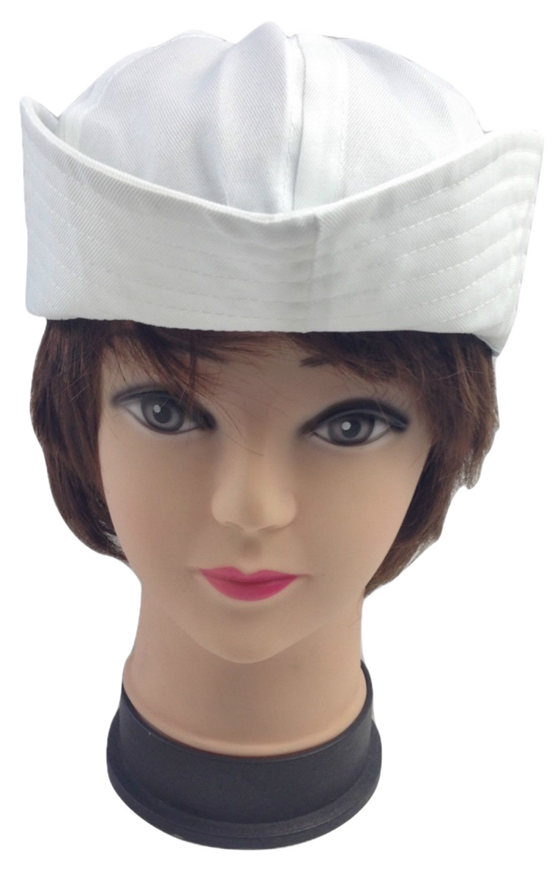 Adult White Sailor Hat Marine Unisex Gob Captain Navy Hen's Night Doughboy Cap