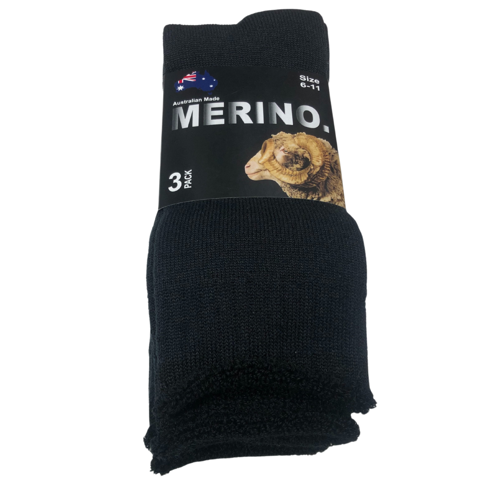 3 Pairs MERINO WOOL SOCKS Mens Heavy Duty Premium Thick Work Socks Cushion in Black
