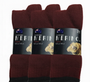 3 Pairs MERINO WOOL SOCKS Mens Heavy Duty Premium Thick Work Socks Cushion in Burgundy