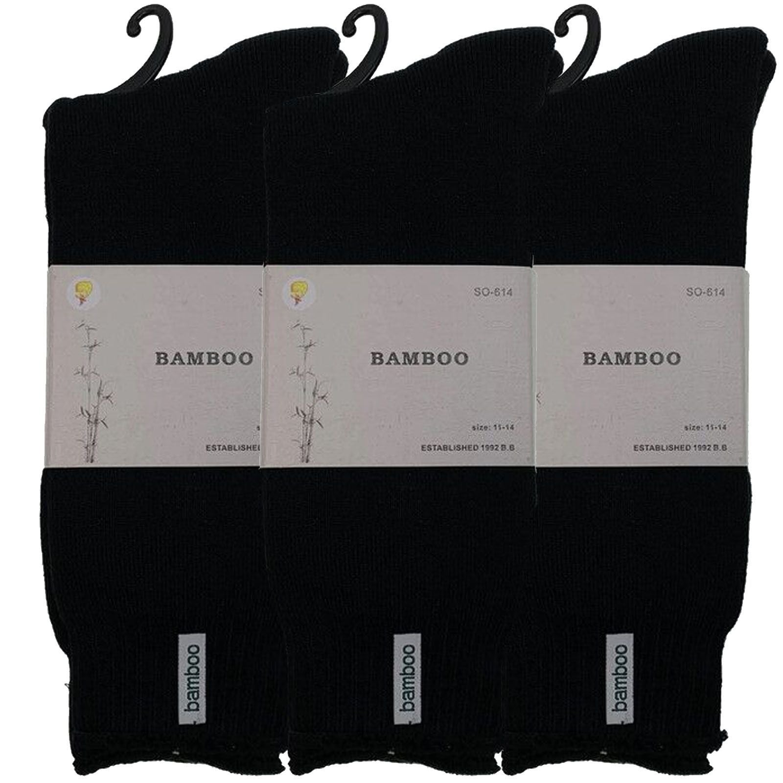 3 Pairs PREMIUM BAMBOO SOCKS Mens Heavy Duty Thick Work Socks BULK Cushion - Black