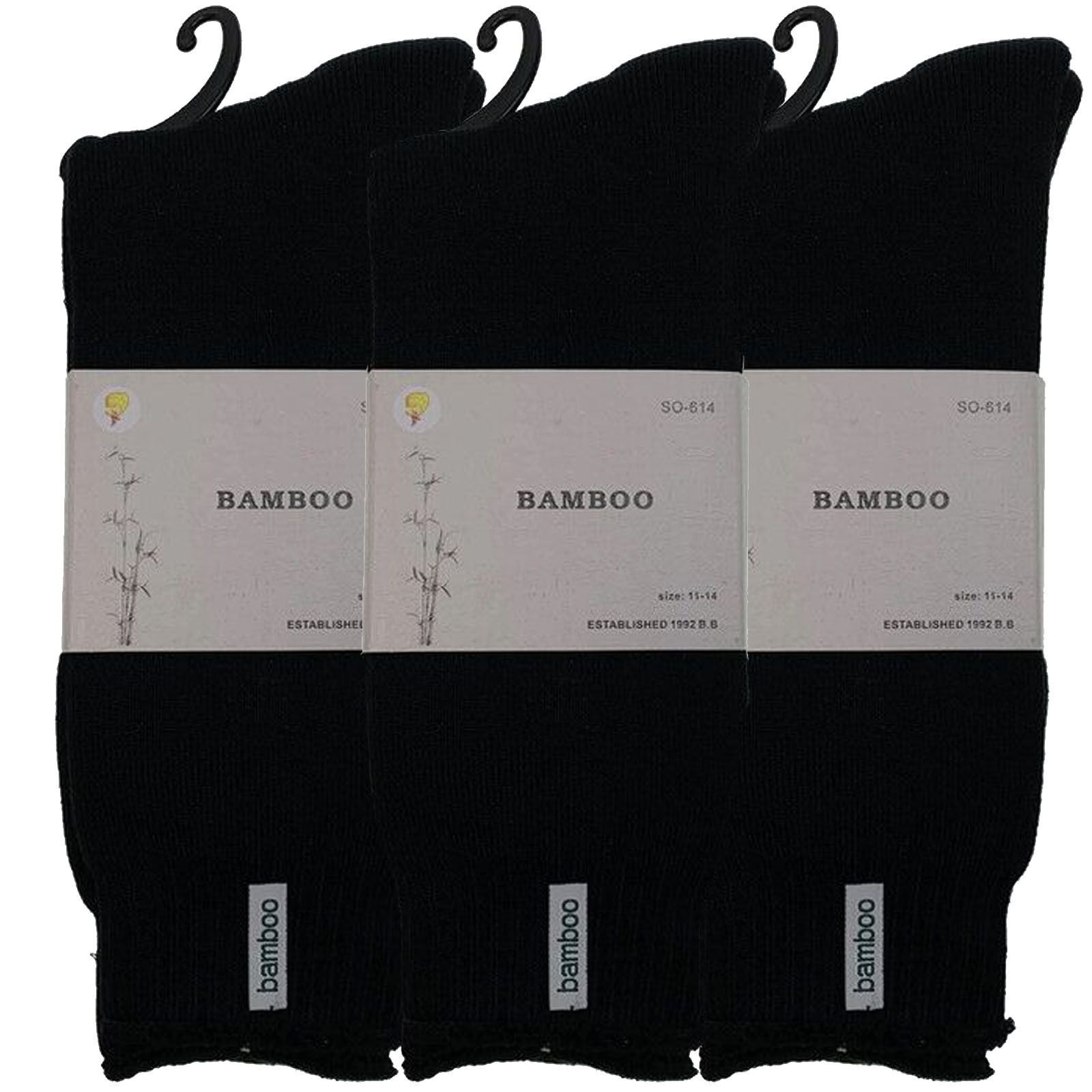 3 Pairs PREMIUM BAMBOO SOCKS Mens Heavy Duty Thick Work Socks BULK Cushion - Black