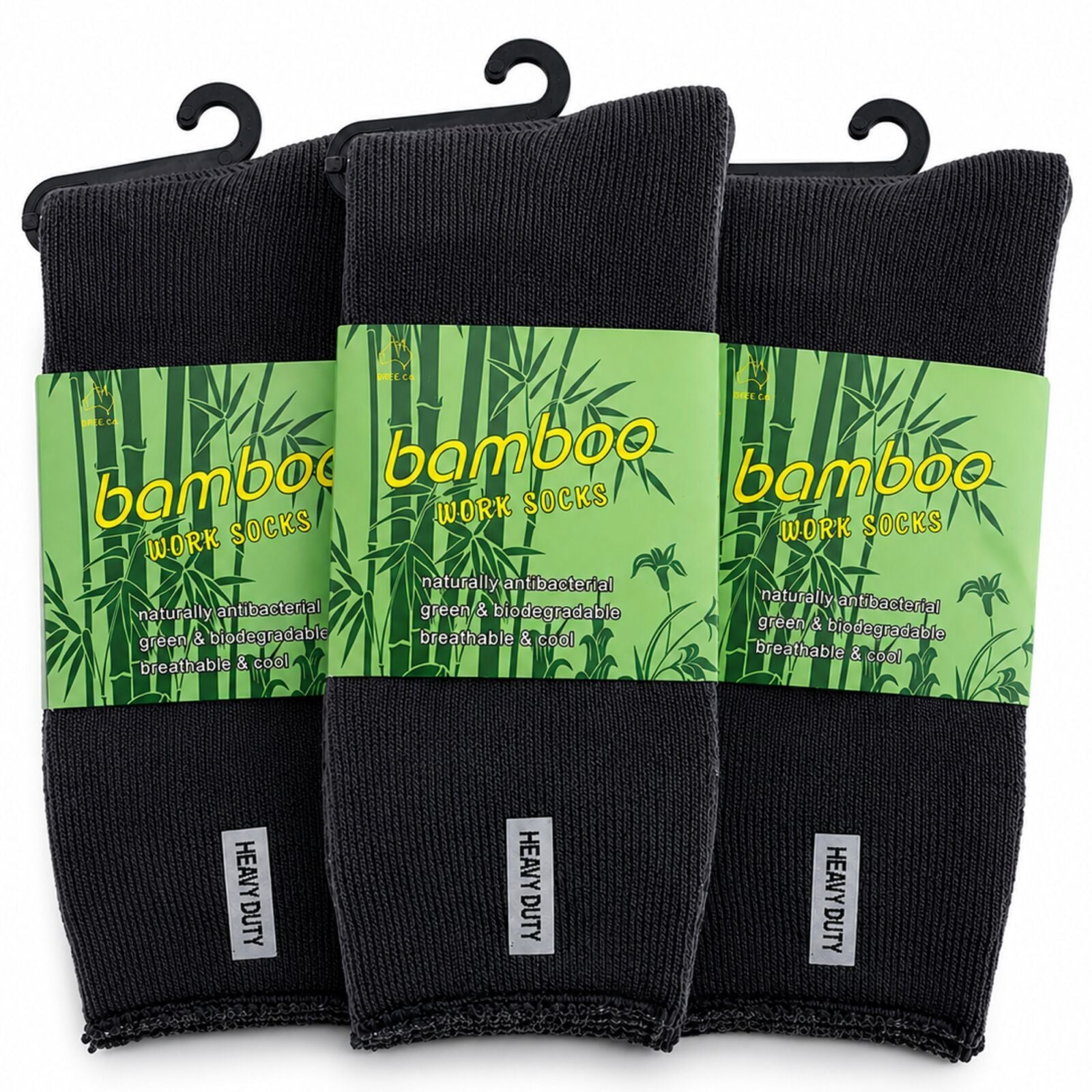3 Pairs Mens Bamboo Rich Work Socks Thick Cushioned Anti Odour - Charcoal Grey