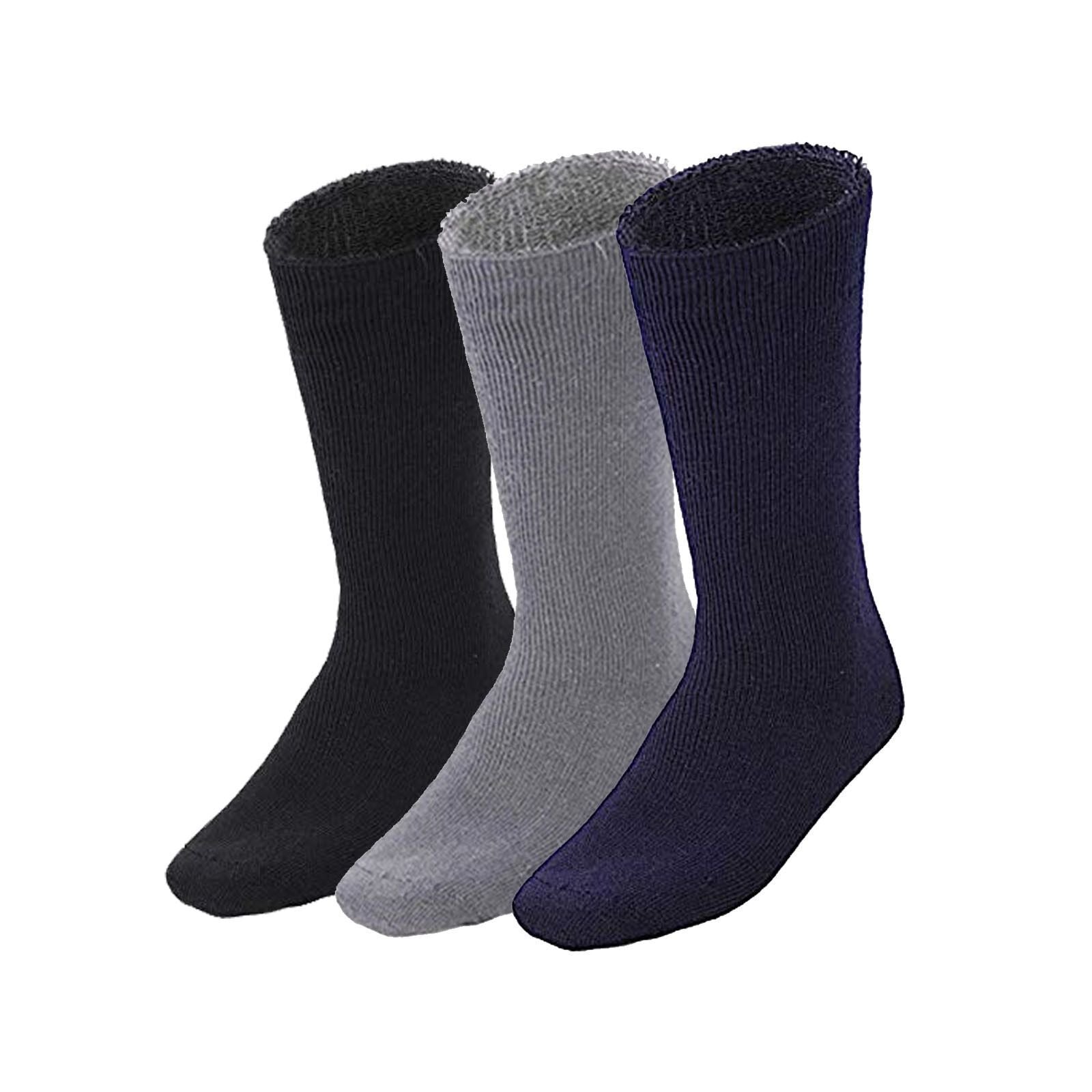 3 Pairs BAMBOO SOCKS Mens Heavy Duty Premium Thick Work Socks Cushion BULK - Assorted Colour Pack