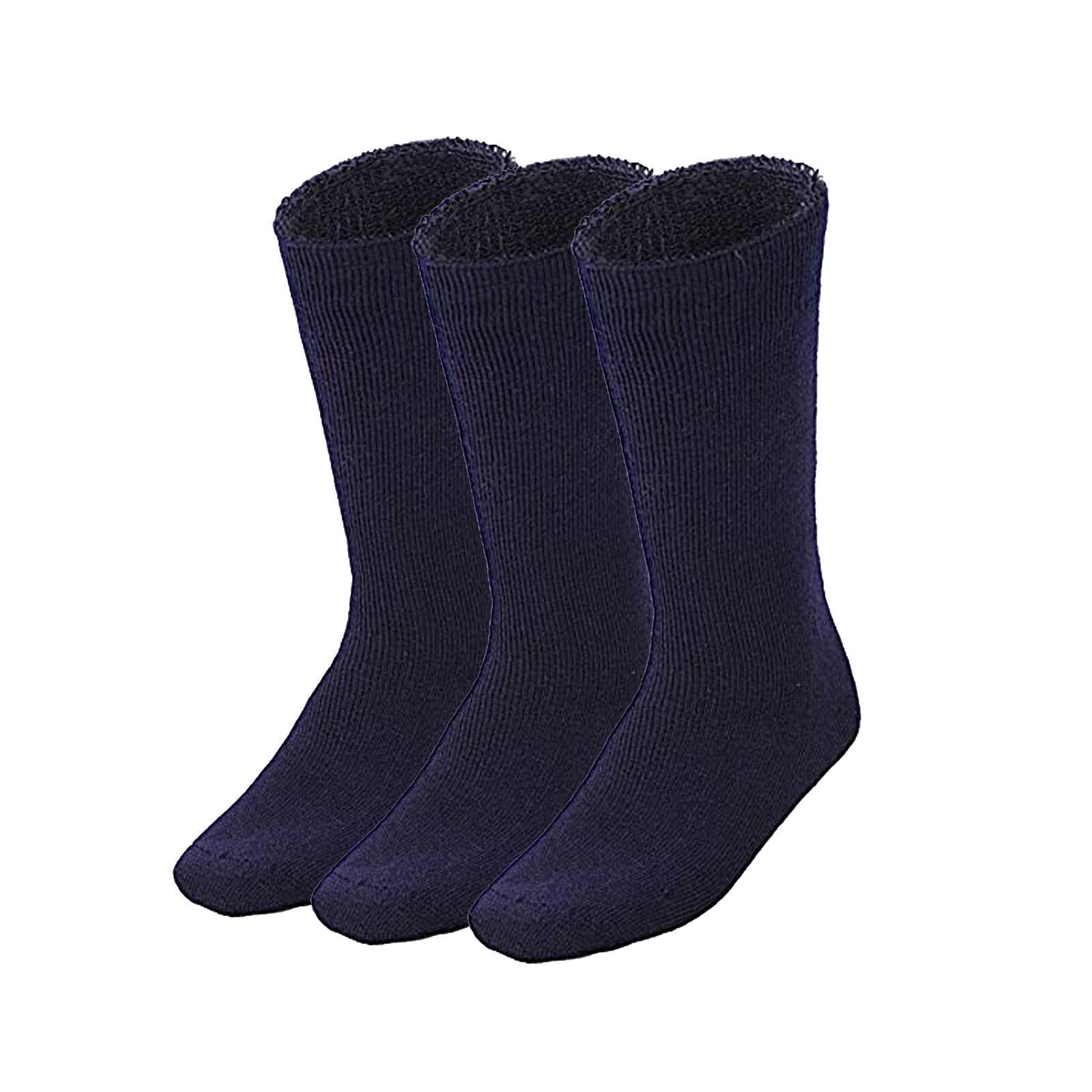 3 Pairs BAMBOO SOCKS Mens Heavy Duty Premium Thick Work Socks Cushion BULK - Navy Blue