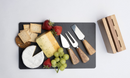 4pc Euroline Slate Wooden 30cm Cheese Board w/ Plane Knife / Fork - Brown