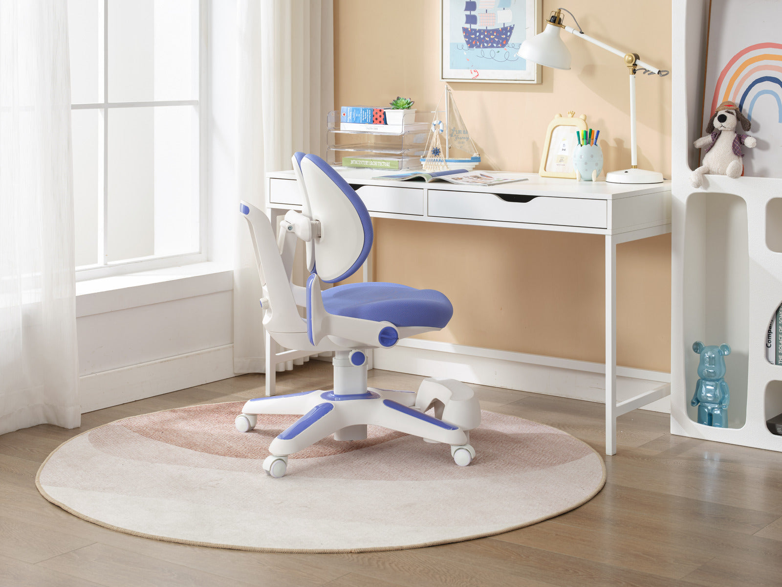 Ergonomic Children Kids Study Chair Set of 6 Height Adjustable - Blue