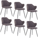 Set of 6 Dining Chairs with Corduroy Cord Fabric in Dark Grey Lincoln
