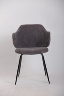 Set of 6 Dining Chairs with Corduroy Cord Fabric in Dark Grey Lincoln