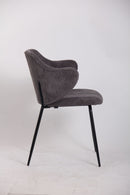 Set of 6 Dining Chairs with Corduroy Cord Fabric in Dark Grey Lincoln