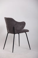 Set of 6 Dining Chairs with Corduroy Cord Fabric in Dark Grey Lincoln