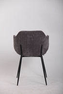 Set of 6 Dining Chairs with Corduroy Cord Fabric in Dark Grey Lincoln