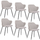 Set of 6 Dining Chairs Fabric with Metal Legs in Ivory Beige