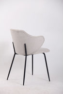 Set of 6 Dining Chairs Fabric with Metal Legs in Ivory Beige