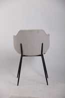 Set of 6 Dining Chairs Fabric with Metal Legs in Ivory Beige