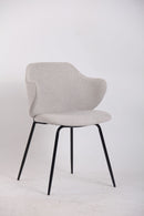 Set of 6 Dining Chairs Fabric with Metal Legs in Ivory Beige