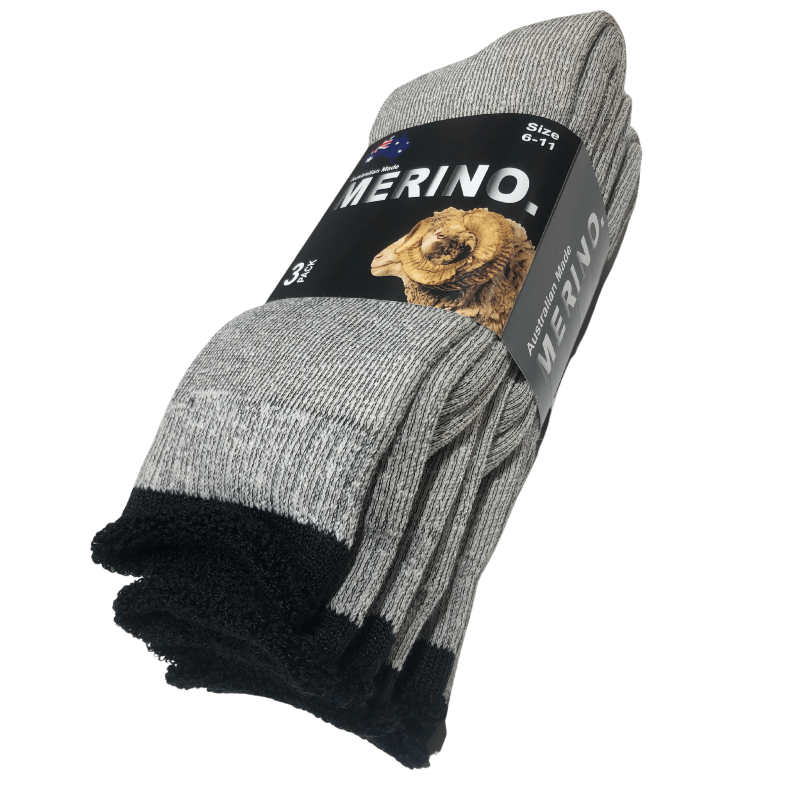 6 Pairs MERINO WOOL SOCKS Mens Heavy Duty Premium Thick Work Socks Cushion in Grey
