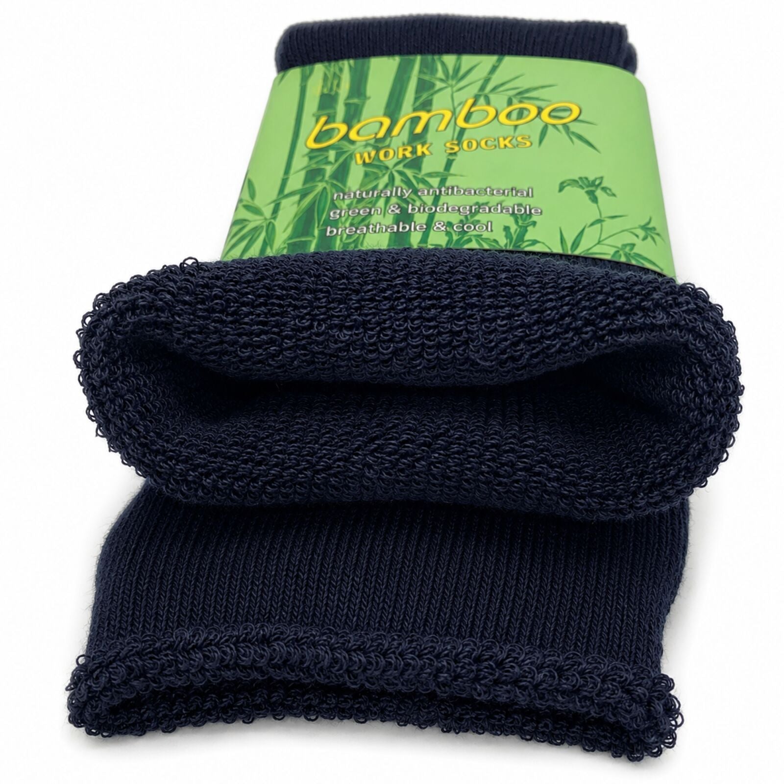 6 Pairs Mens Bamboo Rich Work Socks Thick Cushioned Anti Odour - Navy Blue