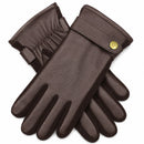Mens Premium Kangaroo Leather Gloves Strap Stud Fastening Winter Warm - Brown