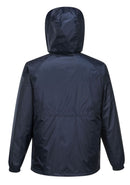 HUSKI STRATUS RAIN JACKET Waterproof Workwear Concealed Hood Windproof Packable - Navy Blue