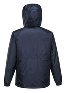 HUSKI STRATUS RAIN JACKET Waterproof Workwear Concealed Hood Windproof Packable - Navy Blue
