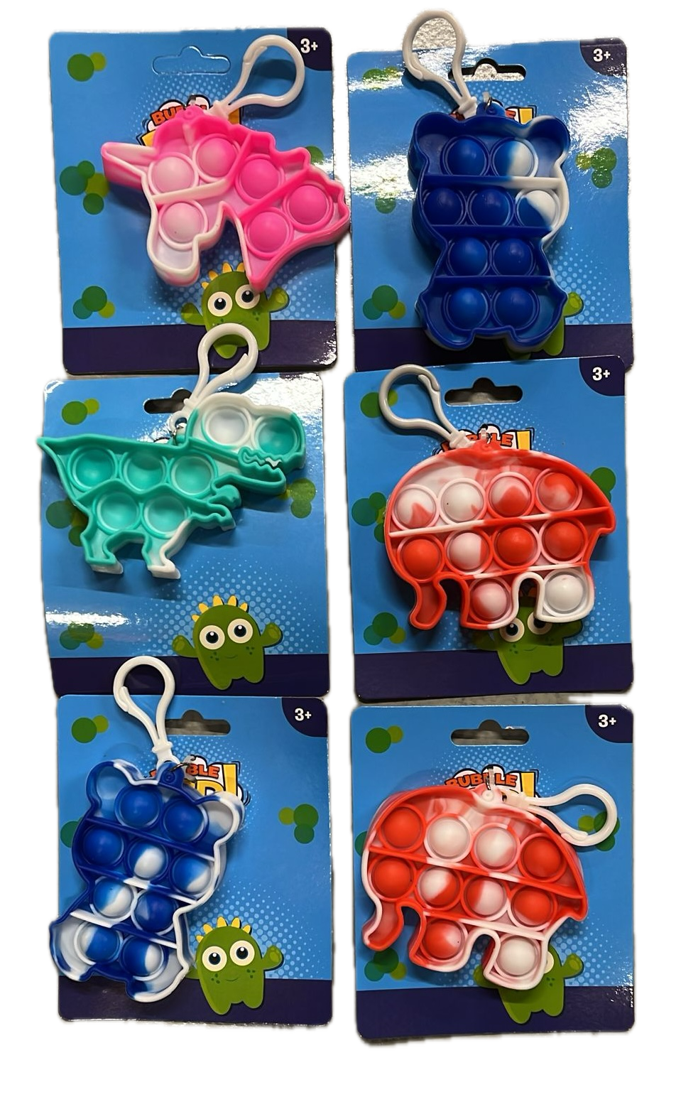 1x Push Bubble Pop It Fidget Keyring Squeeze Toy Sensory Silicone Stress Reliever