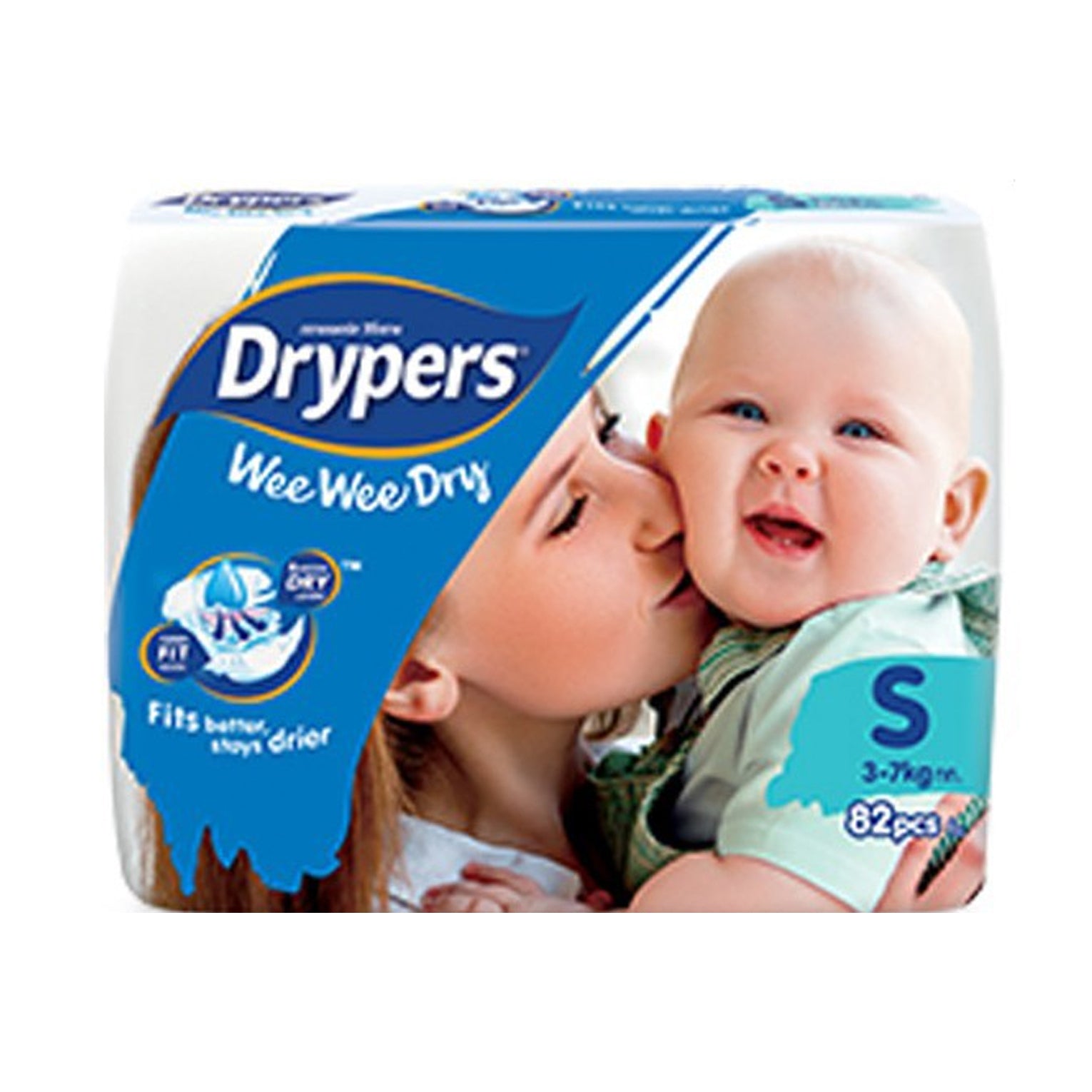 1pk 82 Drypers Baby Wee Dry Nappies Nappy Diapers - Small 3-7Kg Diapers