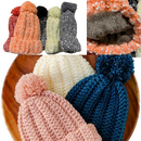 Womens Thick Knit Beanie Winter Fleece Lined Hat Warm Faux Fur Pom Ski