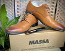 Massa Ascoli Leather Derby Dress Lace Up Shoes Wedding Business Formal in Tan