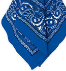 BANDANA Paisley 100% COTTON Head Wrap Durag Bandanna Summer Biker Scarf Mask - Blue