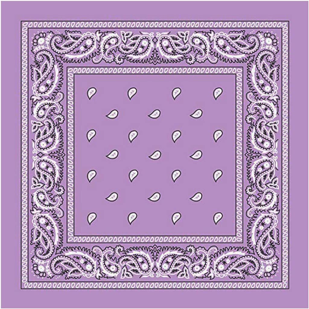 BANDANA Paisley 100% COTTON Head Wrap Durag Bandanna Summer Biker Scarf Mask - Lilac