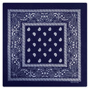 BANDANA Paisley 100% COTTON Head Wrap Durag Bandanna Summer Biker Scarf Mask - Navy Blue