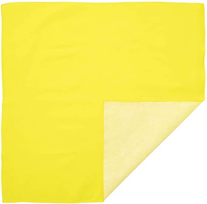 Plain Bandana 100% COTTON Head Wrap Durag Bandanna Summer Biker Scarf Mask - Yellow