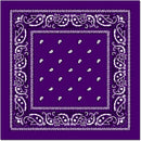 BANDANA Paisley 100% COTTON Head Wrap Durag Bandanna Summer Biker Scarf Mask - Purple