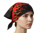 BANDANA Paisley 100% COTTON Head Wrap Durag Bandanna Summer Mask in Red Fire on Black